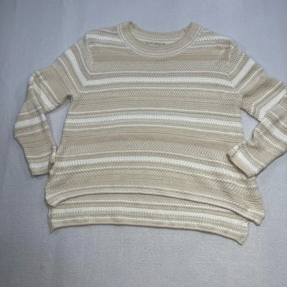 Rachel Roy Cream Stripe Knit Sweater Lightweight Boho Small - Picture 1 of 6